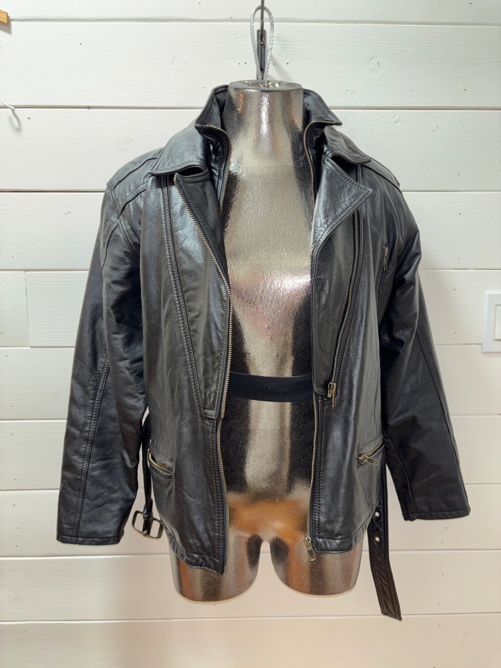BFC Authentique Vintage Women’s Leather Motorcycle Jacket – Black – Size S - Picture 8 of 14